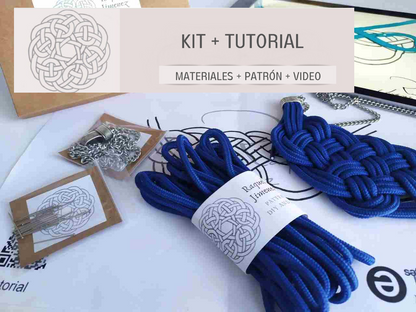 kit, materiales y tutorial para hacer collar de macrame. Raquel Jiménez Artesanía