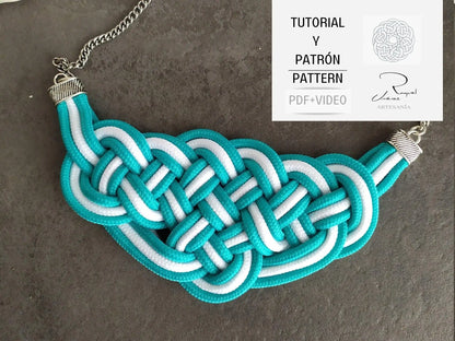 tutorial con patrón imprimible para hacer collar nudo de macramé