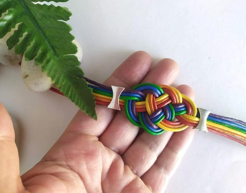 Pulsera de cuero LGTBQ, pulsera día del orgullo gay con bandera arco iris