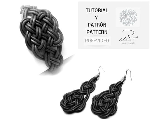 Patrón y tutorial para hacer pendientes y pulsera con nudos celtas. Raquel Jiménez Artesanía