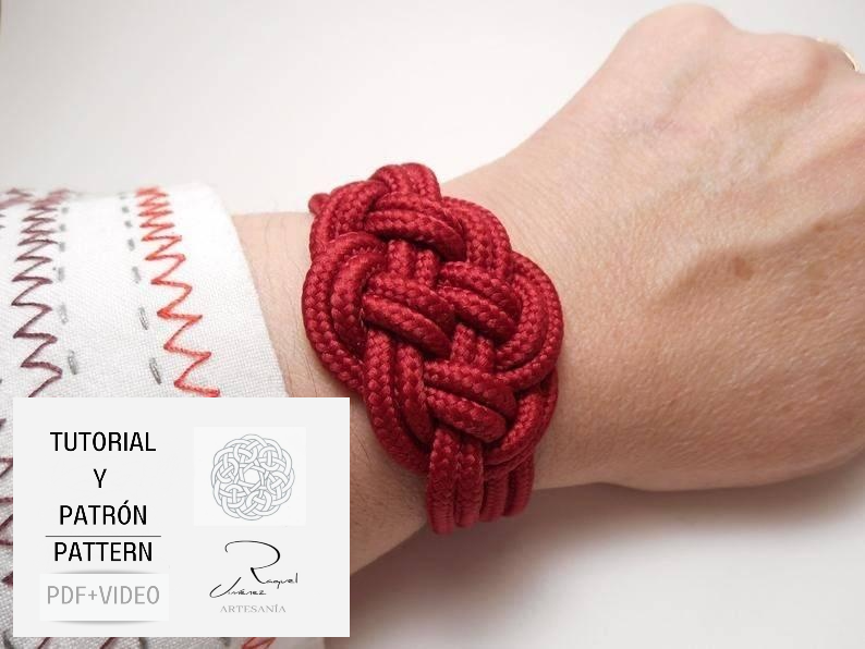 Patterns of four bracelets with Celtic and sailor knots, step by step tutorial